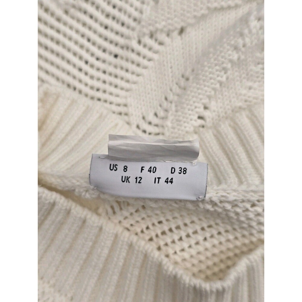Akris Punto "Hello Sunshine" Cream Knit Short Sleeve Pullover Sweater Size 8 - Picture 6 of 10